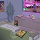 Popular games from 2002 clutter a living room with GTA: Vice City on the TV.